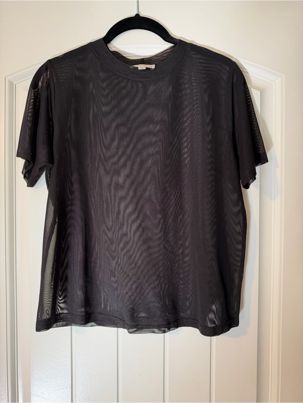 Sheer Short-Sleeve Top - Black